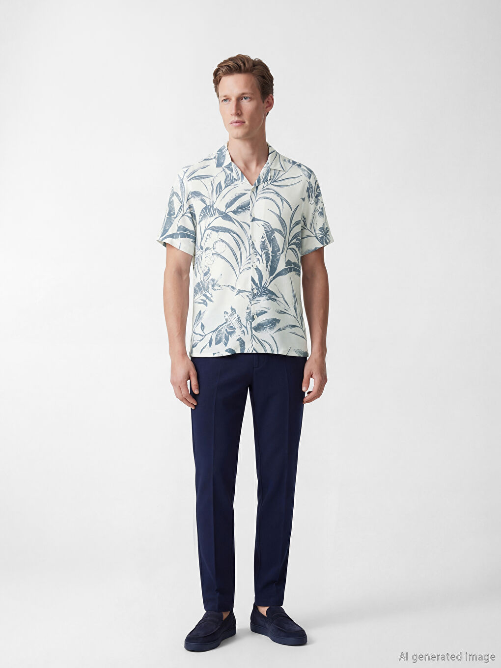 Риза от вискоза с шарки с редовна кройка за мъже-1