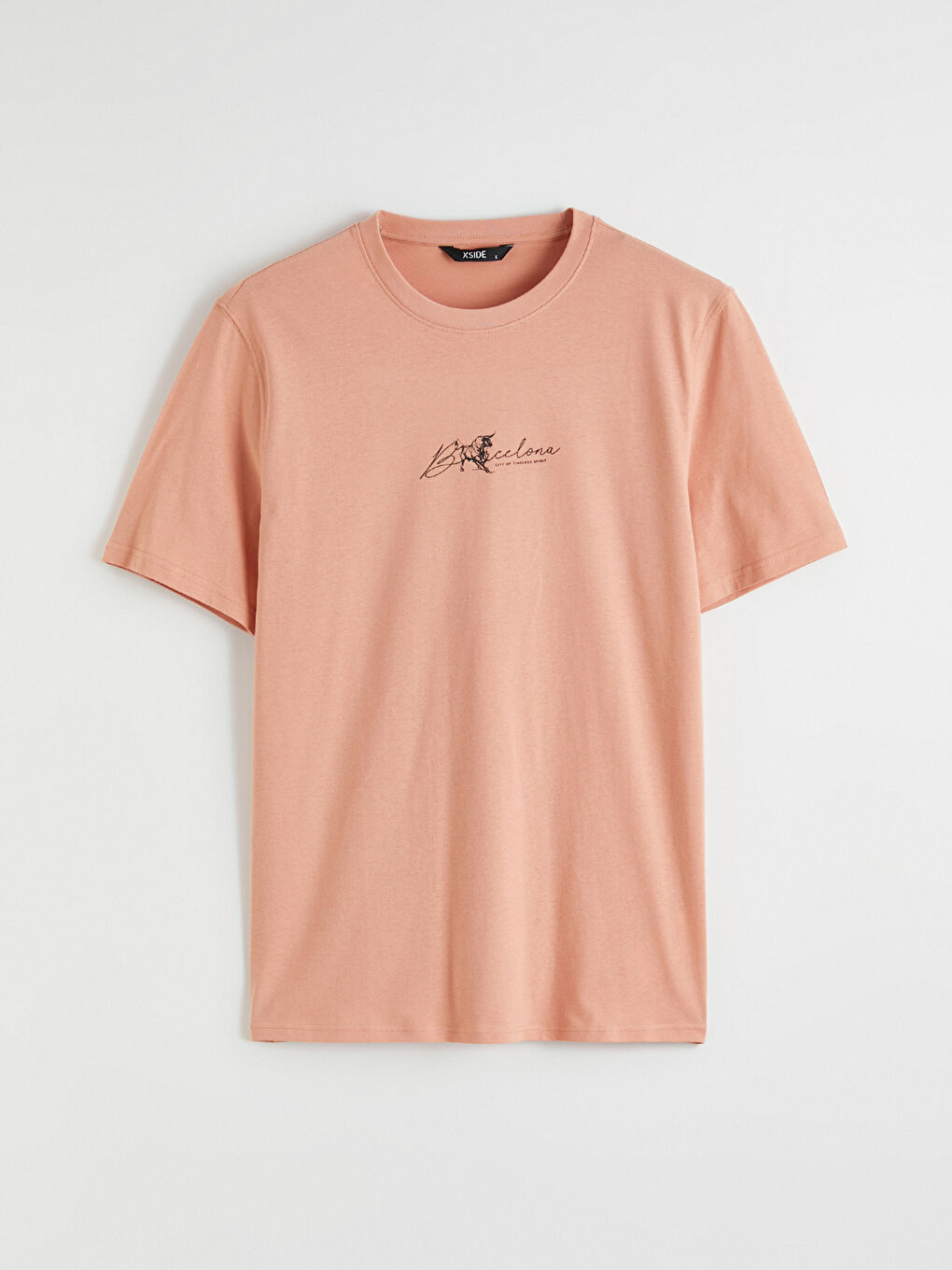 Mercan Bisiklet Yaka Barcelona Baskılı Erkek Tişört-4