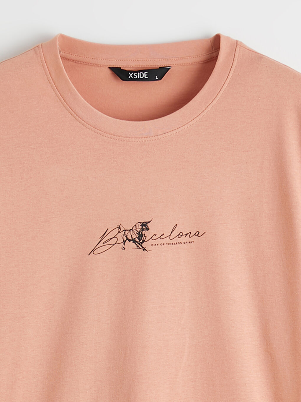 Mercan Bisiklet Yaka Barcelona Baskılı Erkek Tişört-5