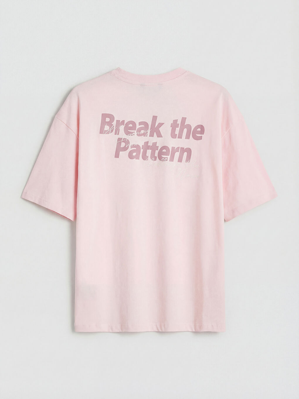 Pembe Bisiklet Yaka Penye Erkek Tişört-1