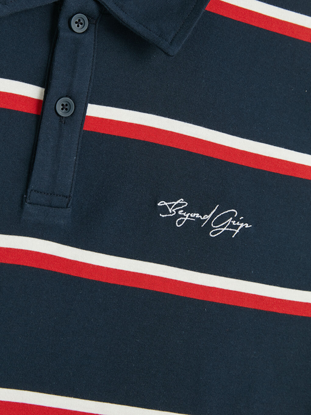 Lacivert Polo Yaka Çizgili Erkek Tişört-2