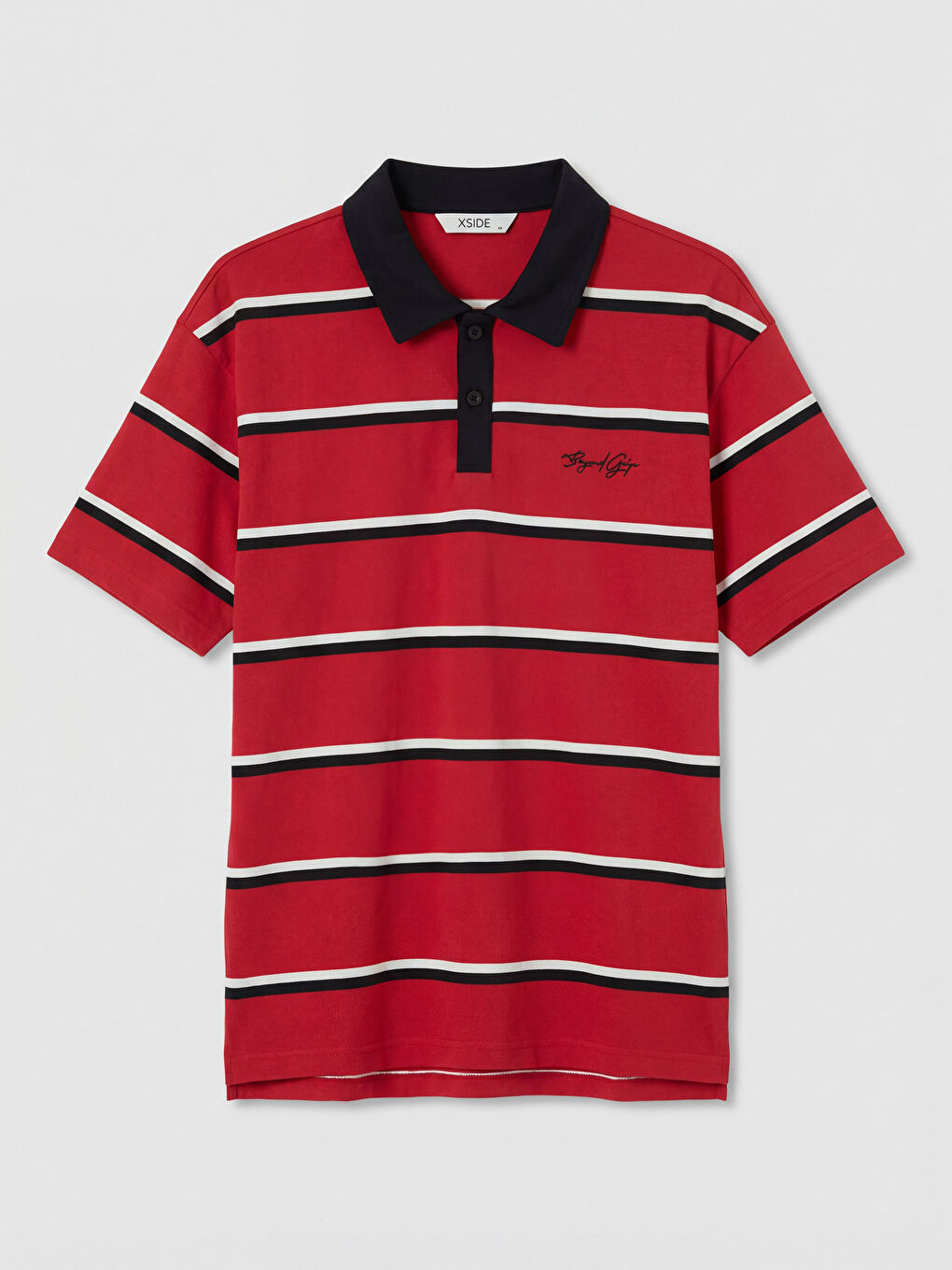 Kırmızı Polo Yaka Çizgili Erkek Tişört