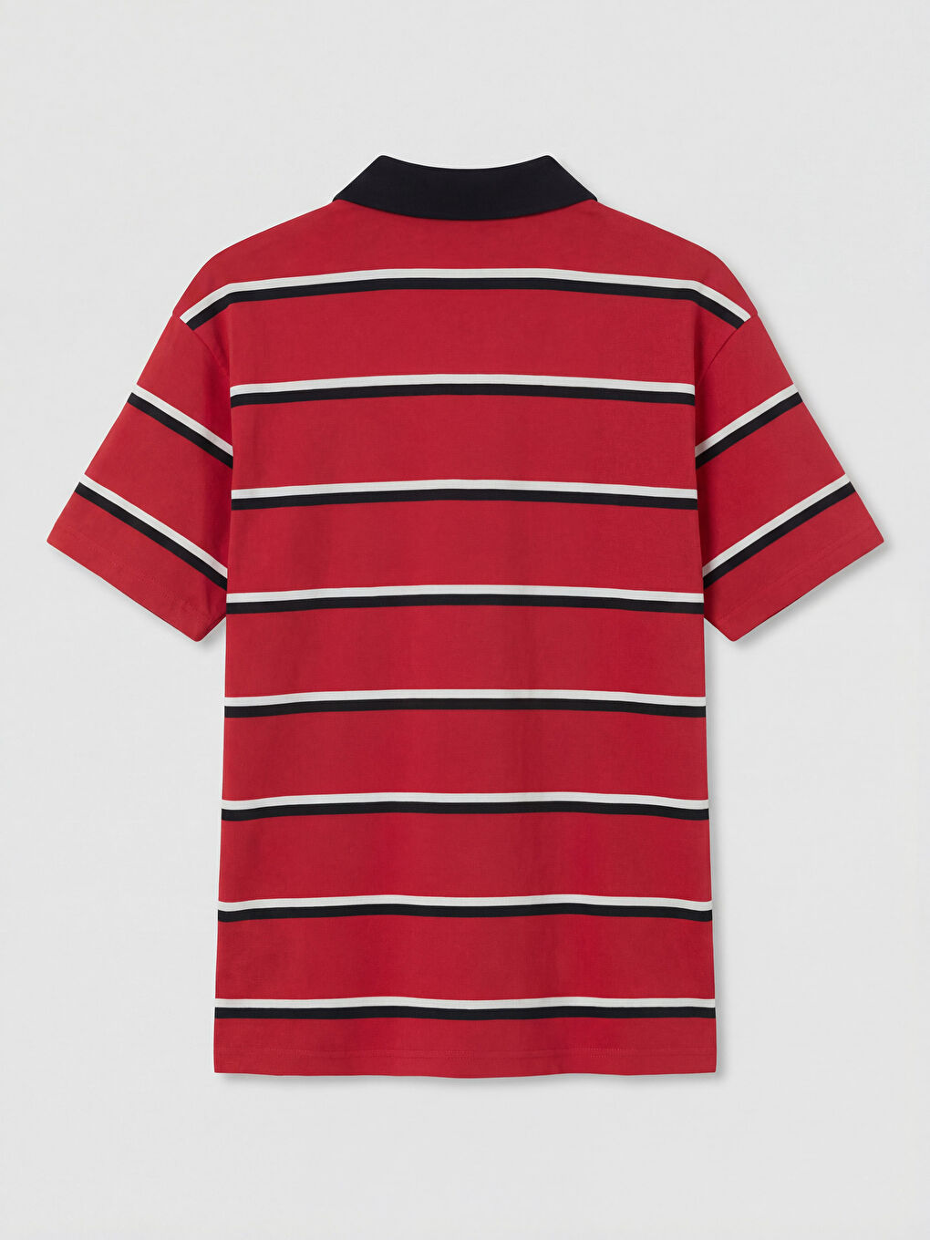 Kırmızı Polo Yaka Çizgili Erkek Tişört-1