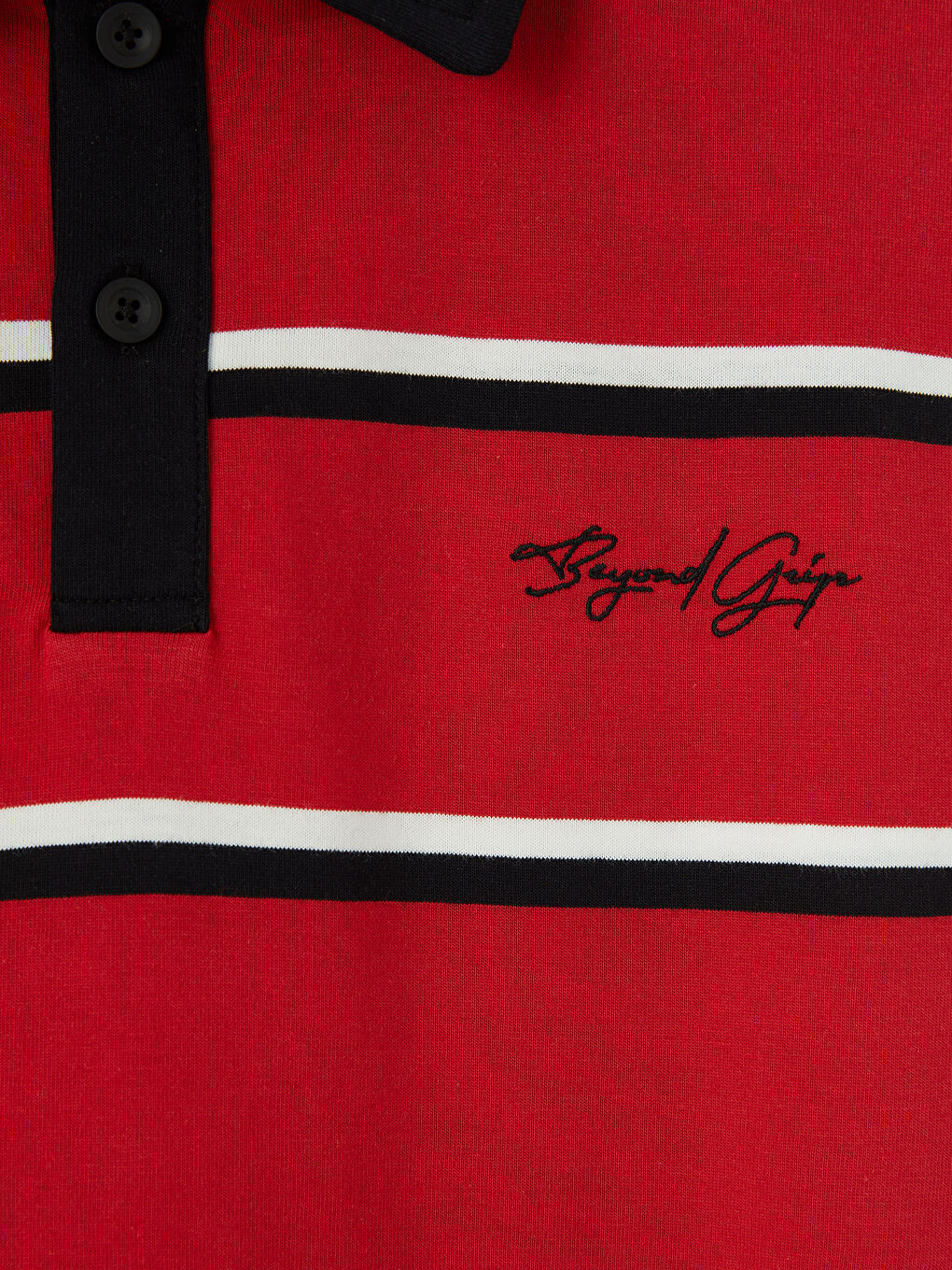 Kırmızı Polo Yaka Çizgili Erkek Tişört-2