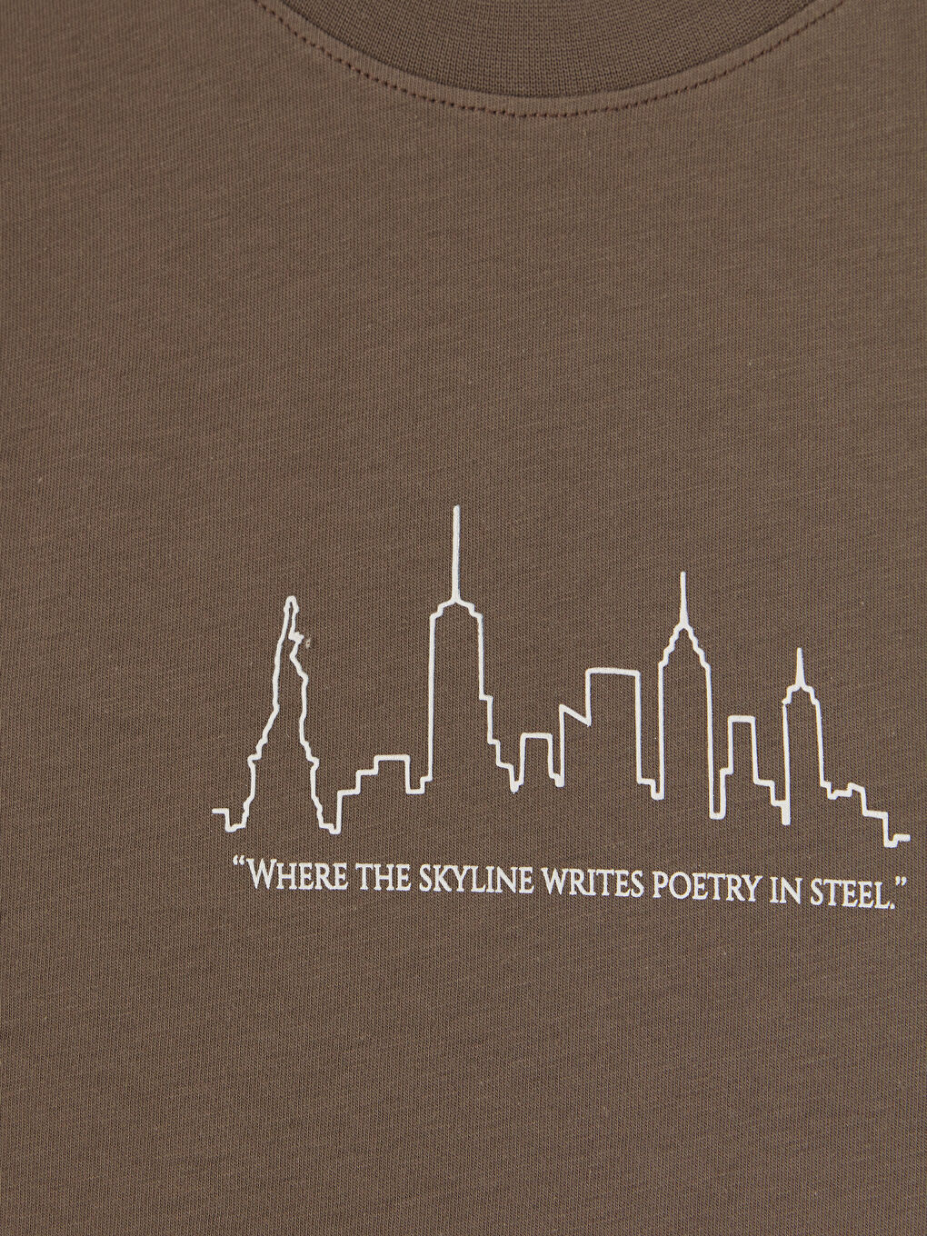 Kahverengi Bisiklet Yaka Baskılı Erkek Tişört-2