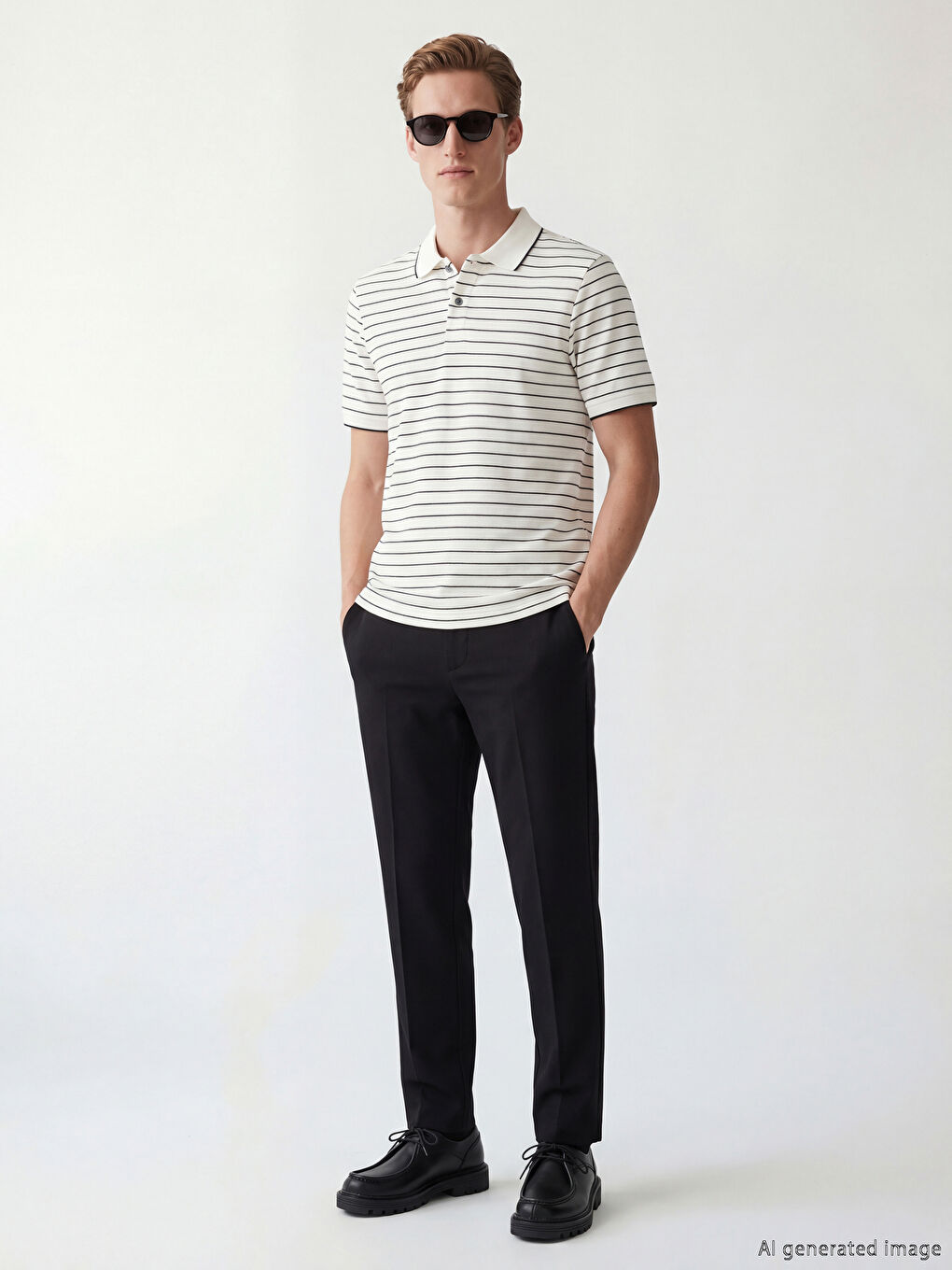 Lacivert Polo Yaka Çizgili Erkek Tişört		
-1