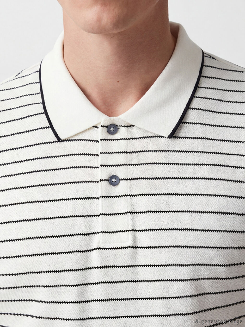 Lacivert Polo Yaka Çizgili Erkek Tişört		
-2