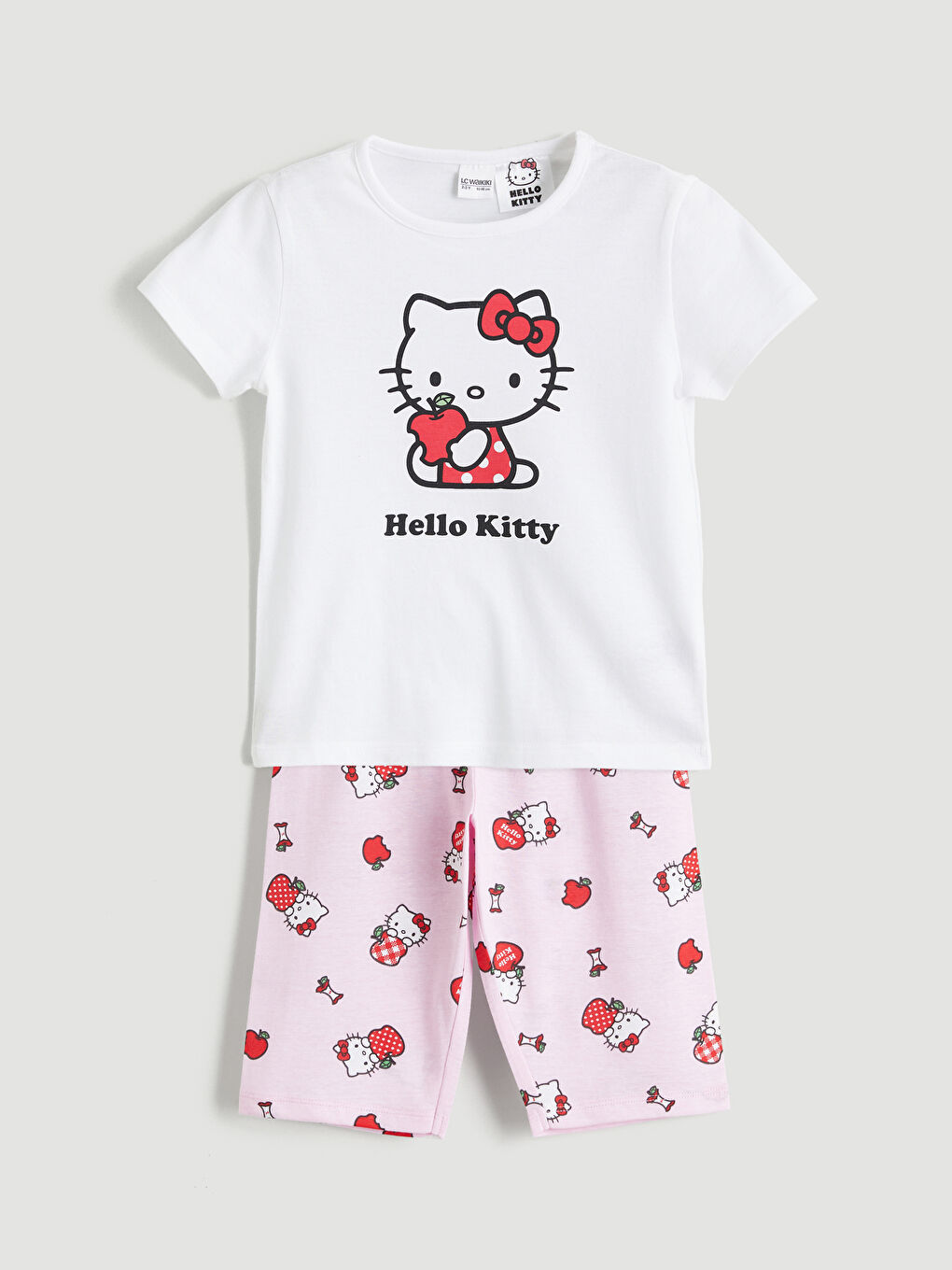 Ekru Hello Kitty Baskılı Kız Çocuk Şortlu Pijama Takımı