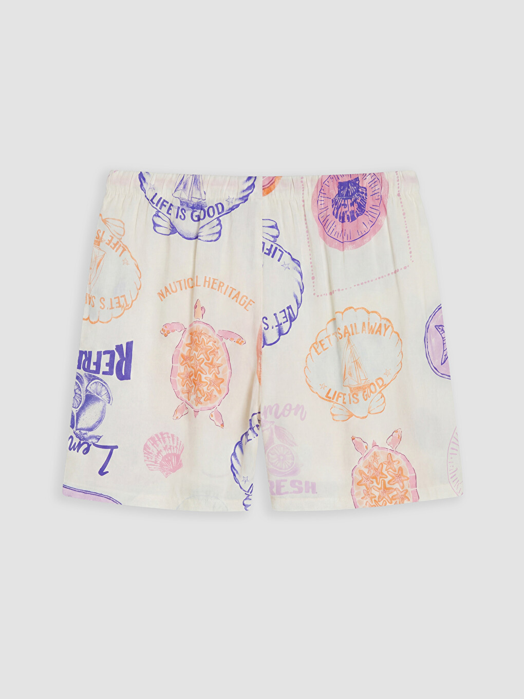 Bej Desenli Kadın Şort Pijama Alt-1
