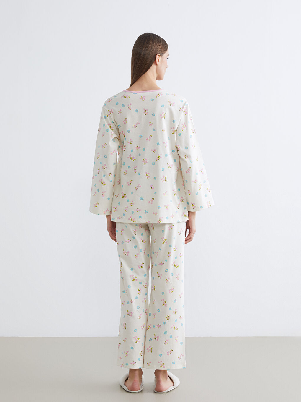 Floral Wrap-Front Maternity Pajama Set-3