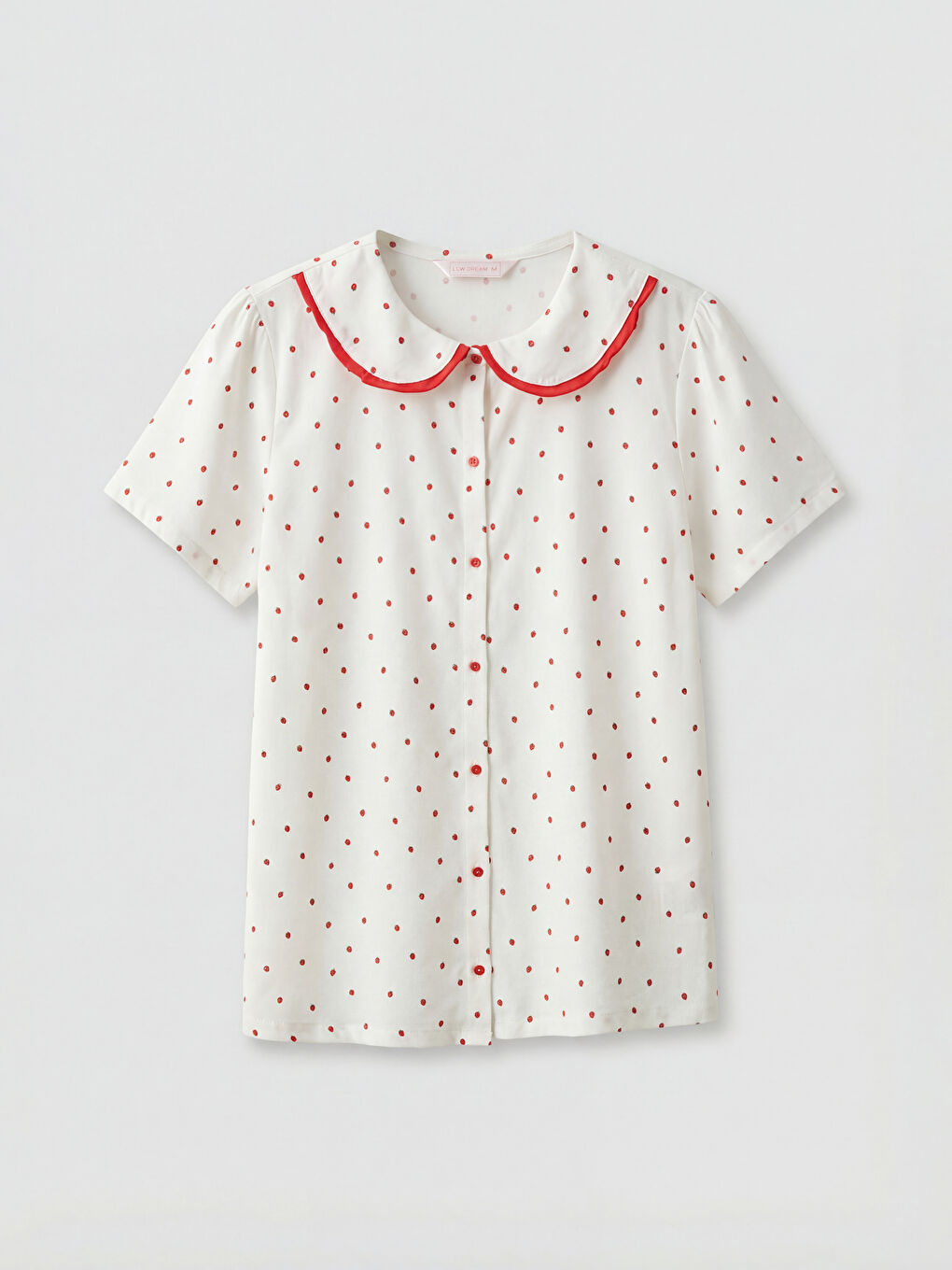 Ekru Bebe Yaka Puantiyeli Hamile Pijama Üstü