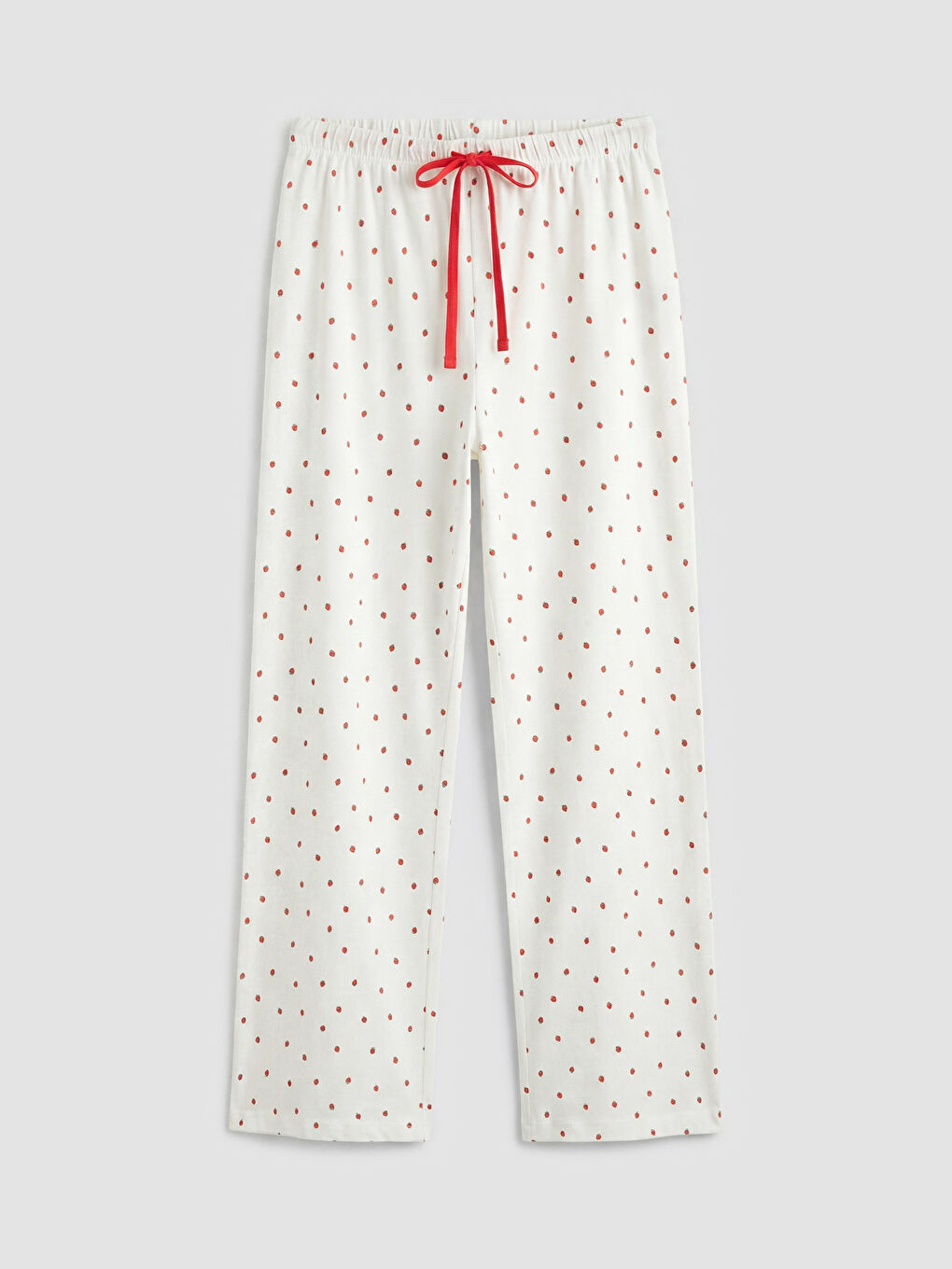 Ekru Beli Lastikli Puantiyeli Hamile Pijama Altı