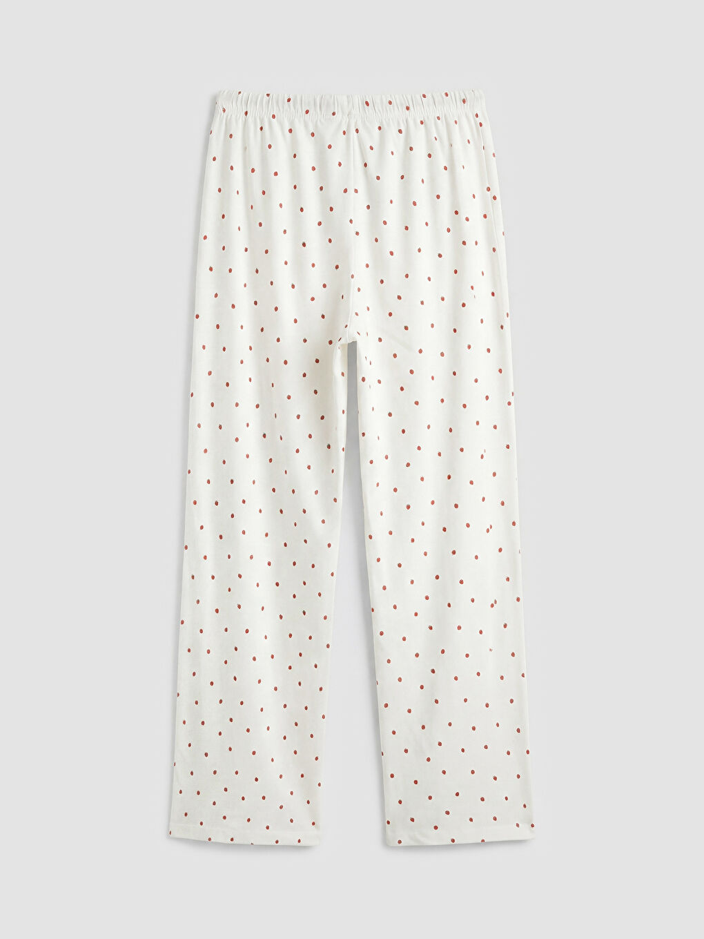 Ekru Beli Lastikli Puantiyeli Hamile Pijama Altı-1