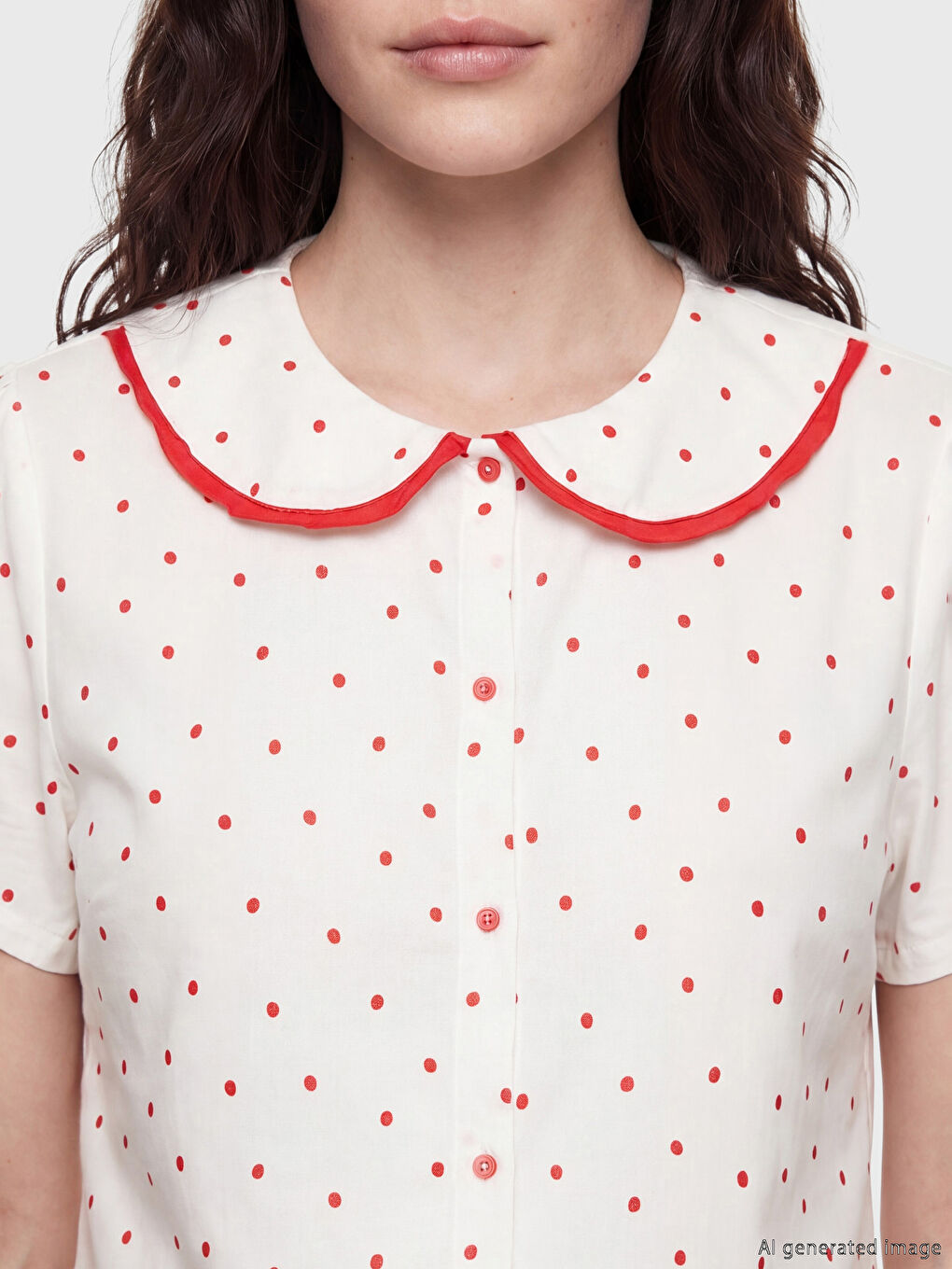 Пижамный комплект для беременных в горошек с воротником Питер Пэн-2