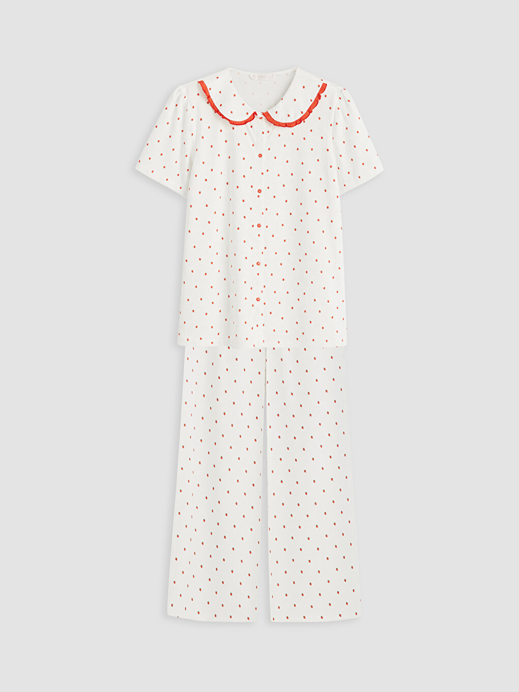 Peter Pan Collar Polka Dot Maternity Pyjamas Set-4