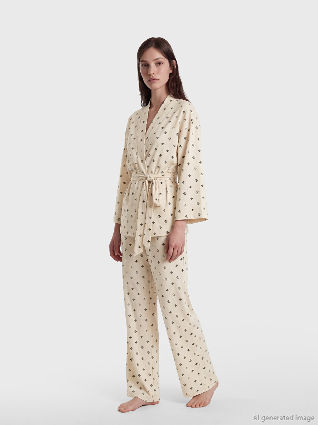 Shawl Collar Patterned Maternity Pyjamas Set-1