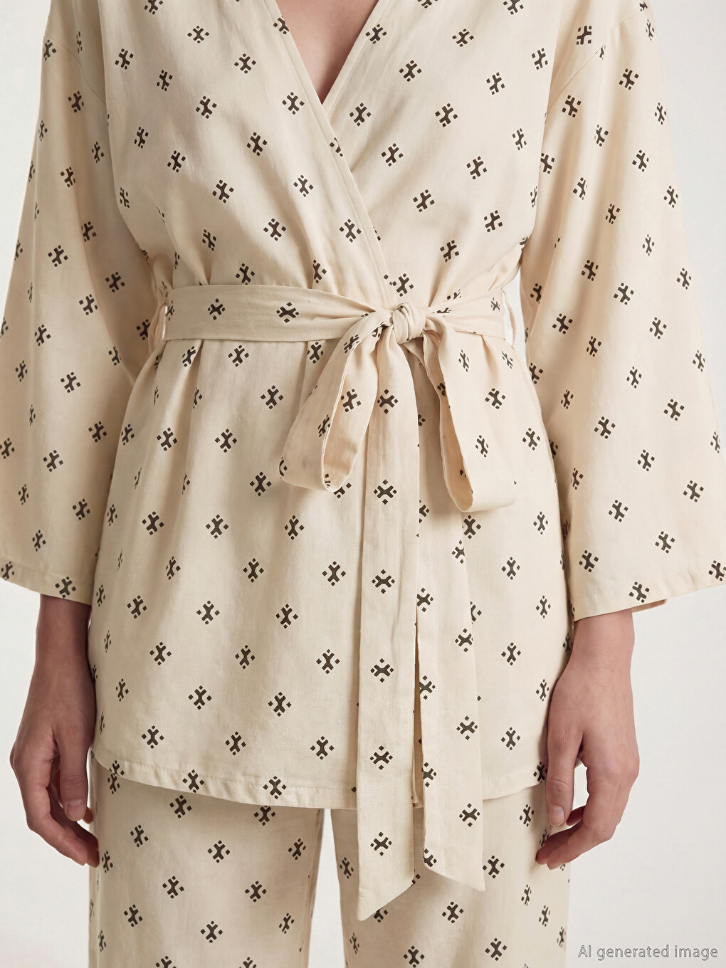 Shawl Collar Patterned Maternity Pyjamas Set-3