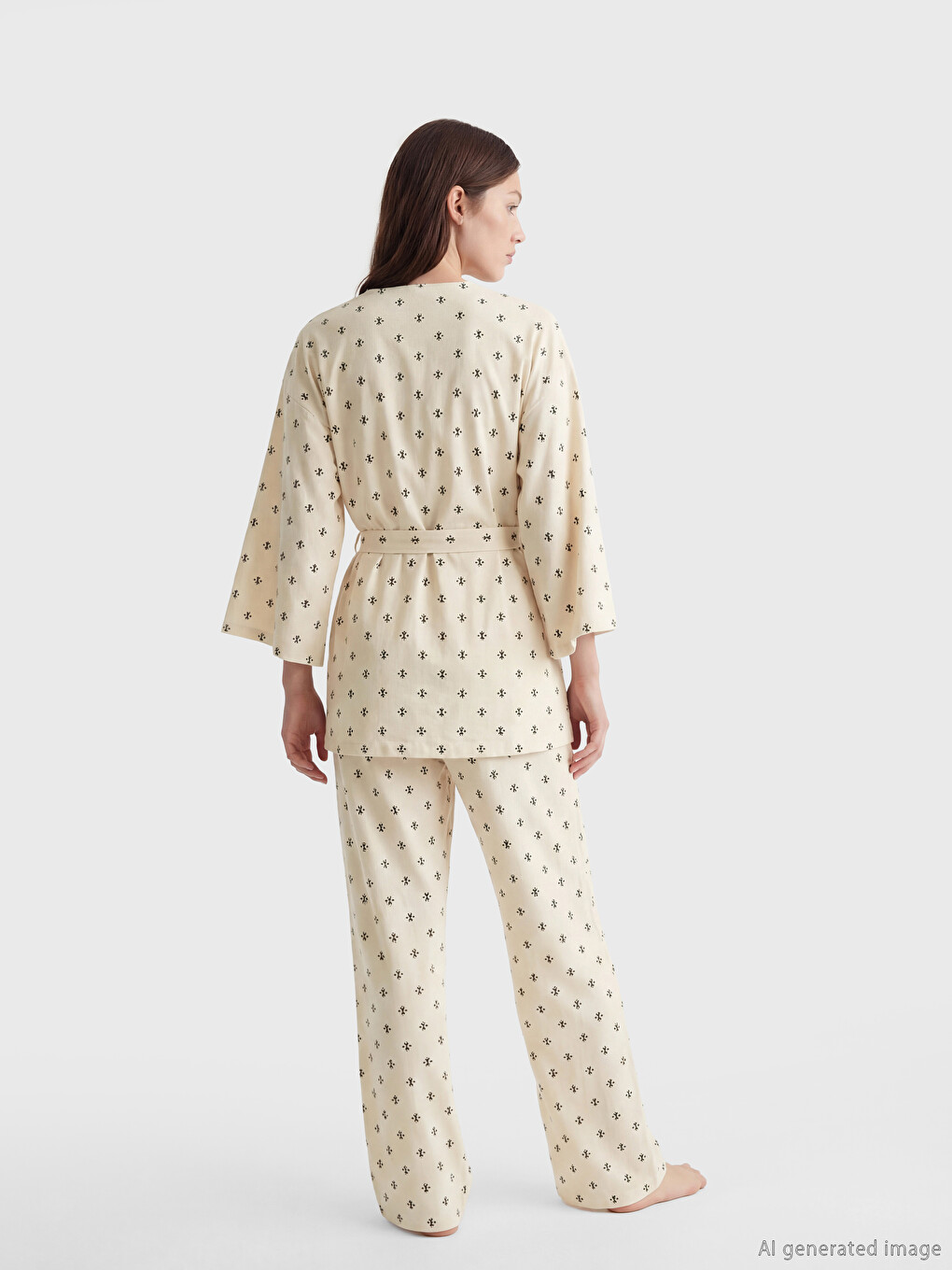Shawl Collar Patterned Maternity Pyjamas Set-4