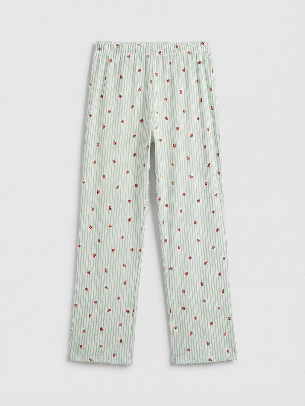 Ekru Gömlek Yaka Çilek Baskılı Hamile Pijama Takımı-4