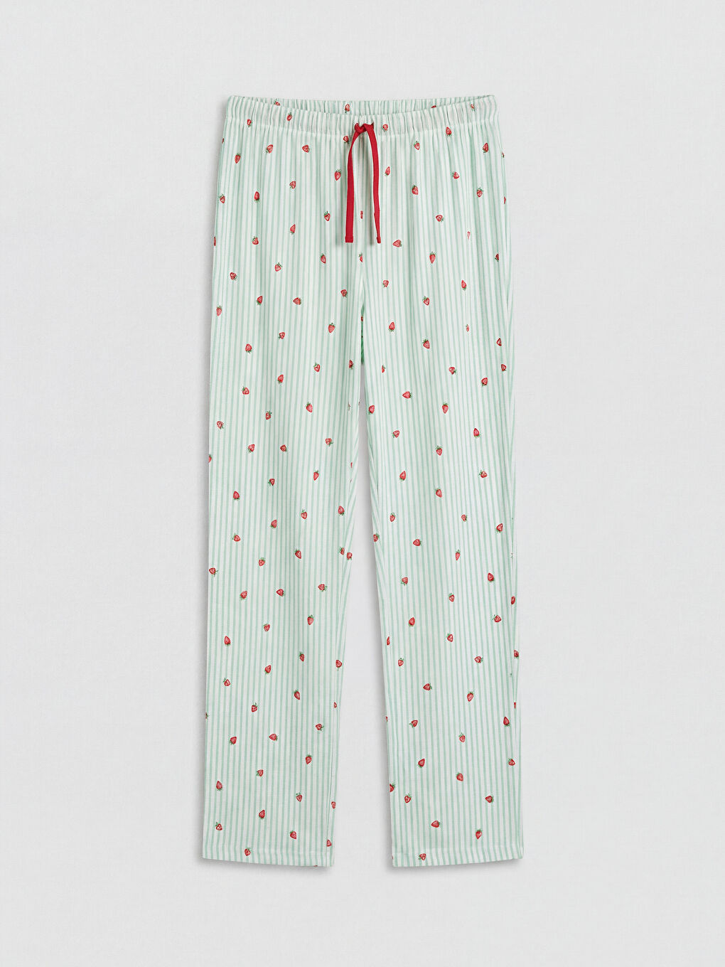 Ekru Gömlek Yaka Çilek Baskılı Hamile Pijama Takımı-10