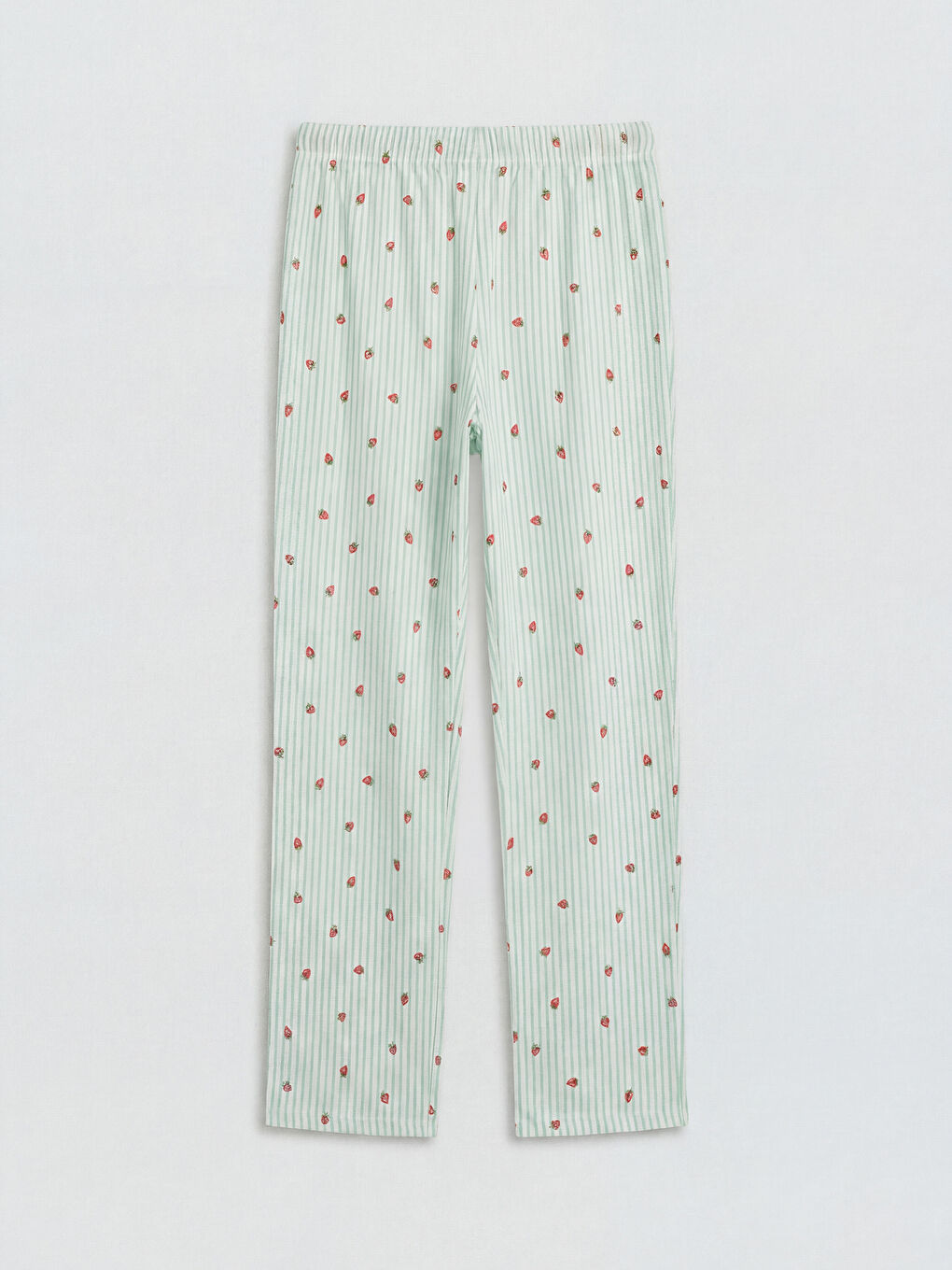 Ekru Gömlek Yaka Çilek Baskılı Hamile Pijama Takımı-11