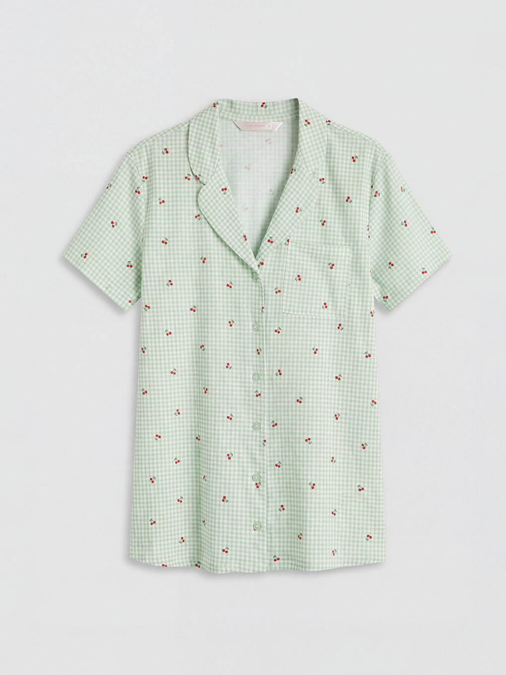 Ekru Gömlek Yaka Hamile Şortlu Pijama Takımı-1