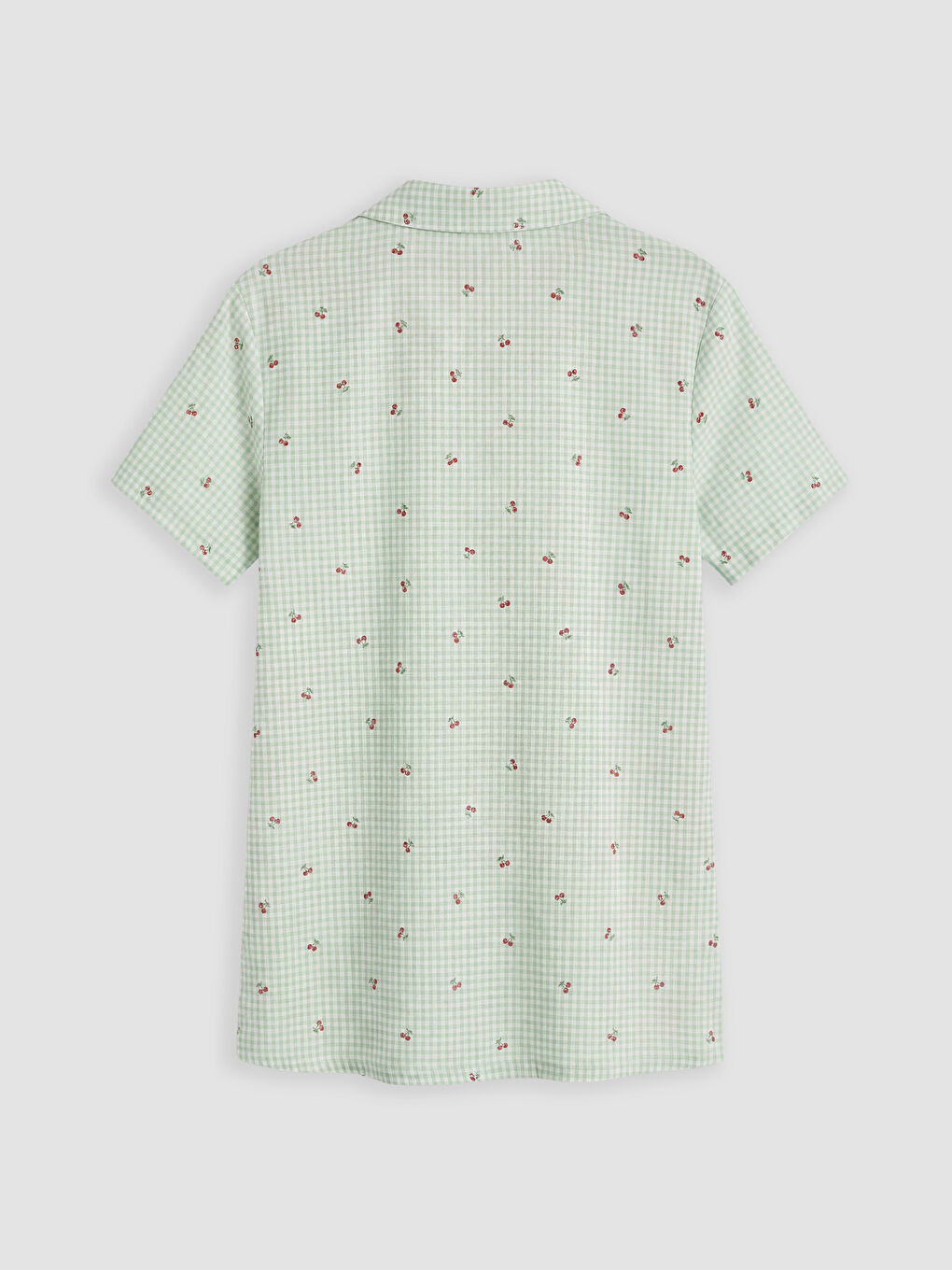 Ekru Gömlek Yaka Hamile Şortlu Pijama Takımı-2