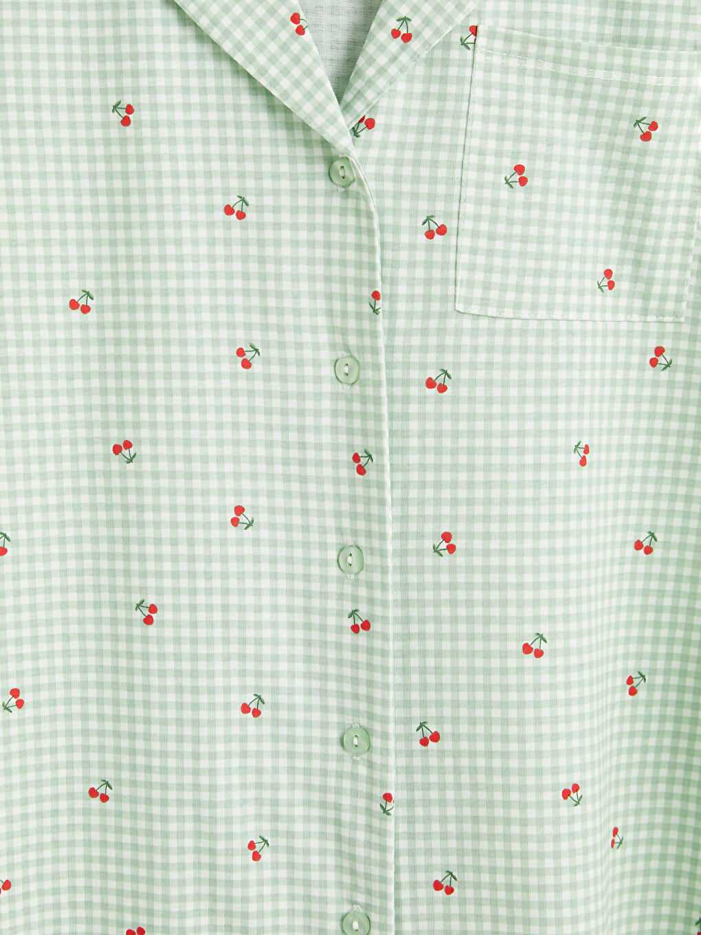 Ekru Gömlek Yaka Hamile Şortlu Pijama Takımı-5