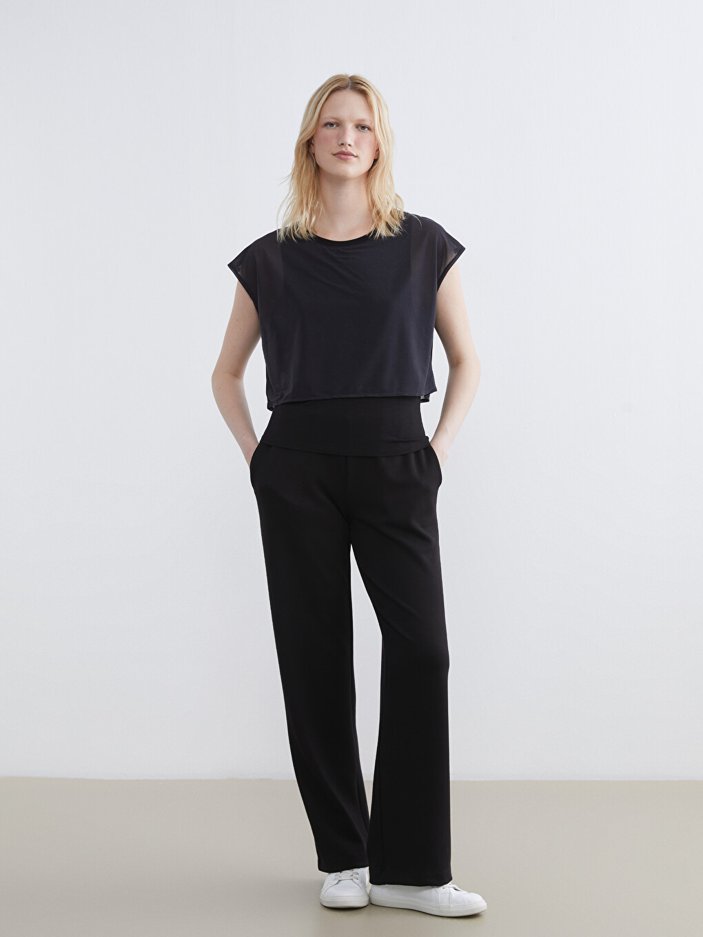 Women's Crew Neck Crop Top.-1
