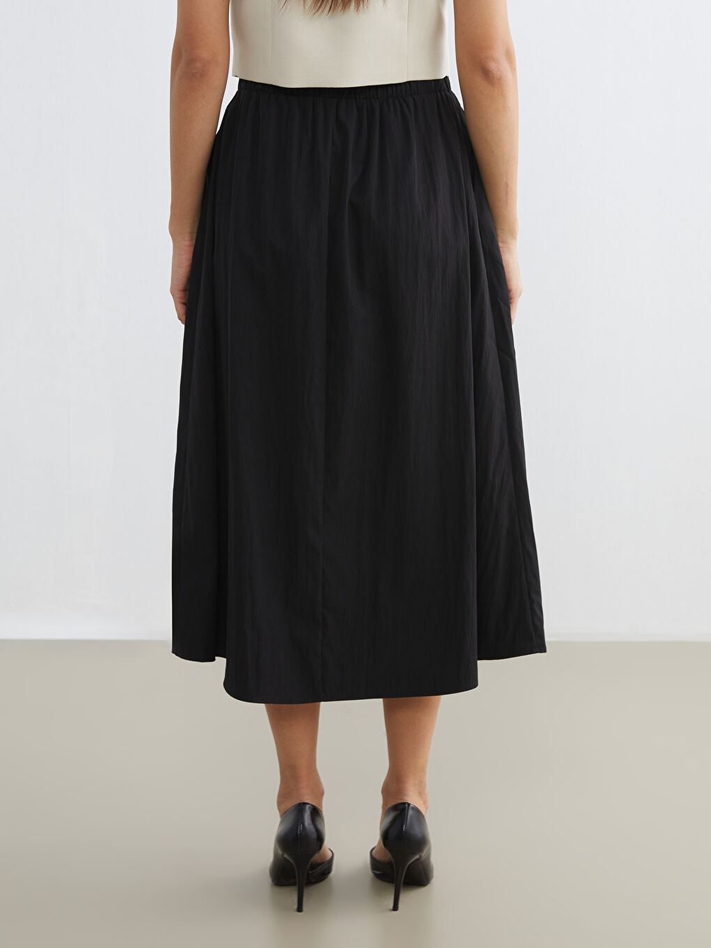 Elasticated Waist Pleated Skirt-3