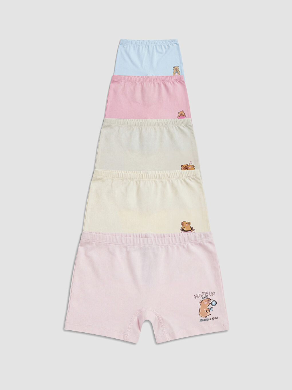 Pembe Baskılı Kız Çocuk Boxer 5'li-1