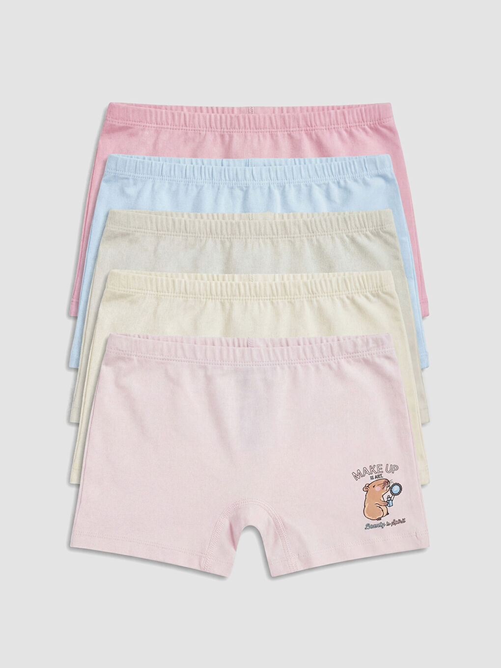 Pembe Baskılı Kız Çocuk Boxer 5'li-1