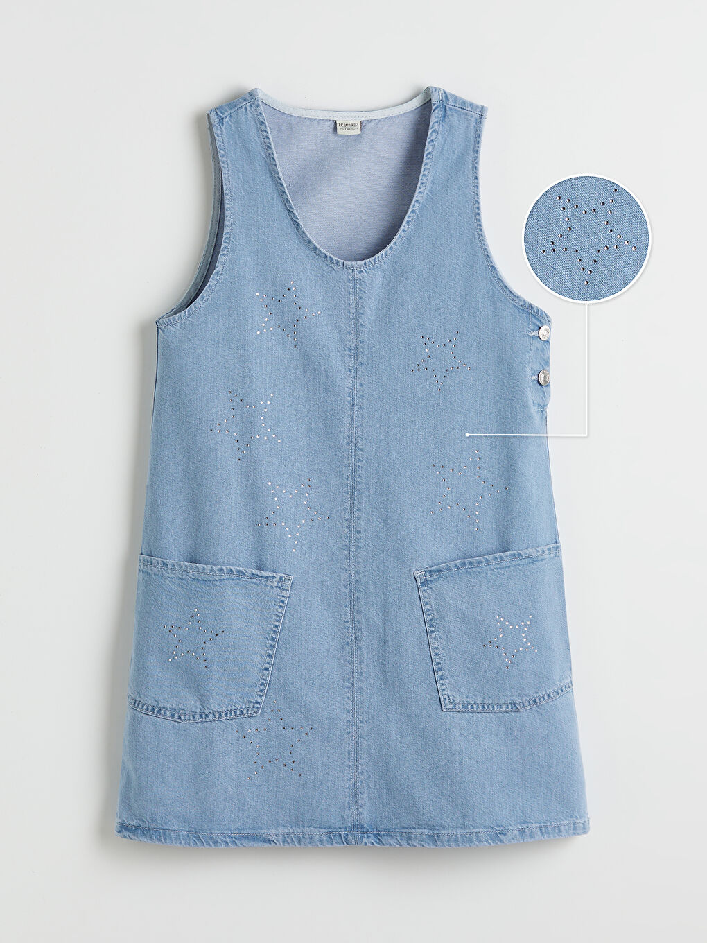 Sparkling denim overalls dress for girls.-1