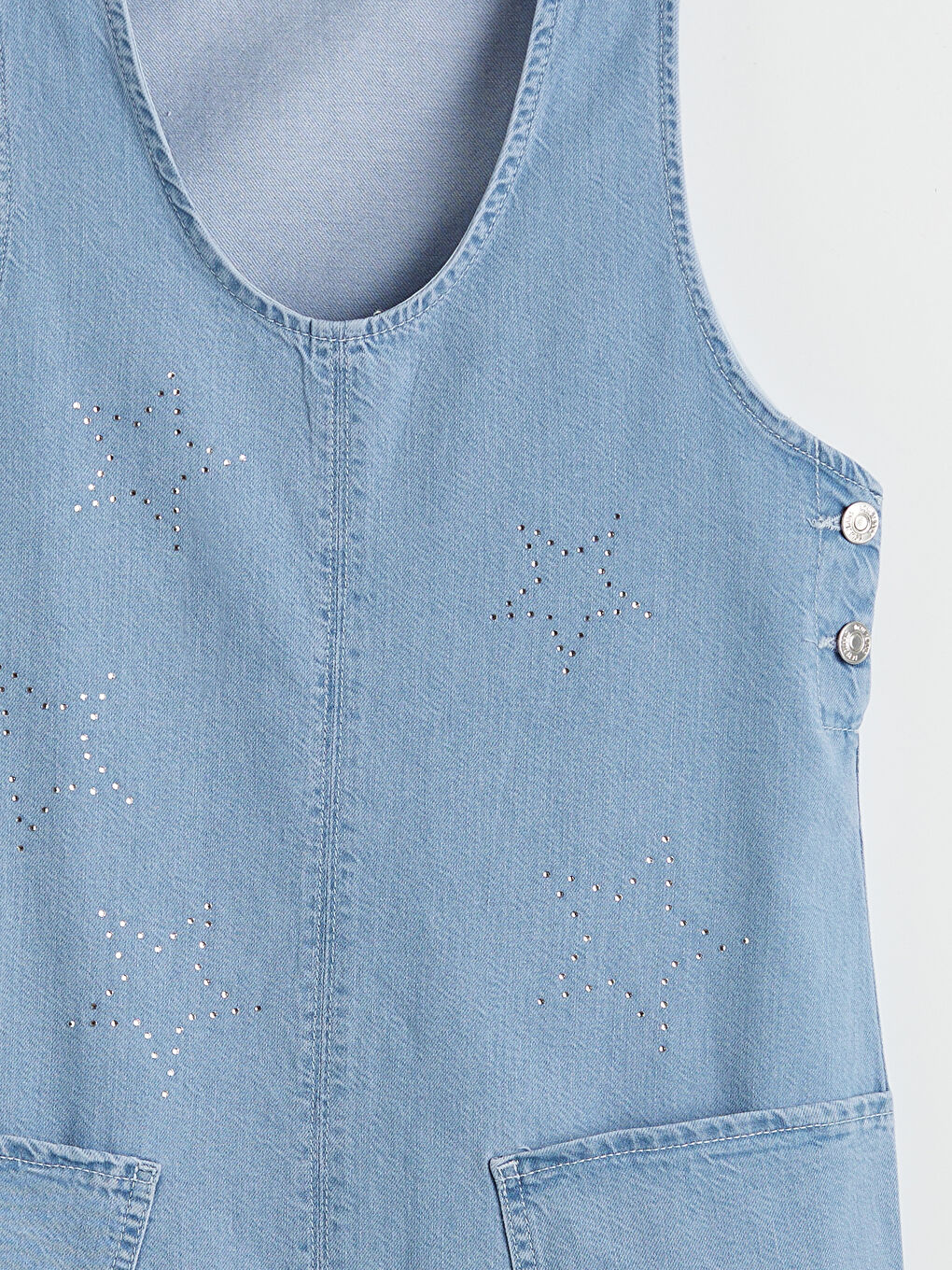 Sparkling denim overalls dress for girls.-3
