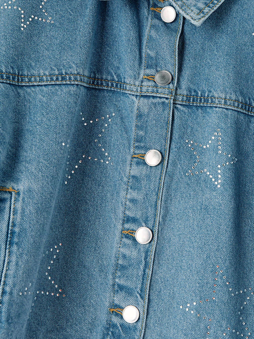 Mavi Taşlı Kız Çocuk Jean Ceket-2