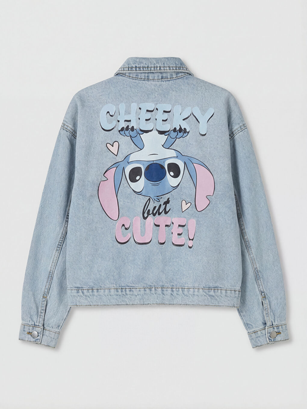 Mavi Stitch Baskılı Kız Çocuk Jean Ceket-1