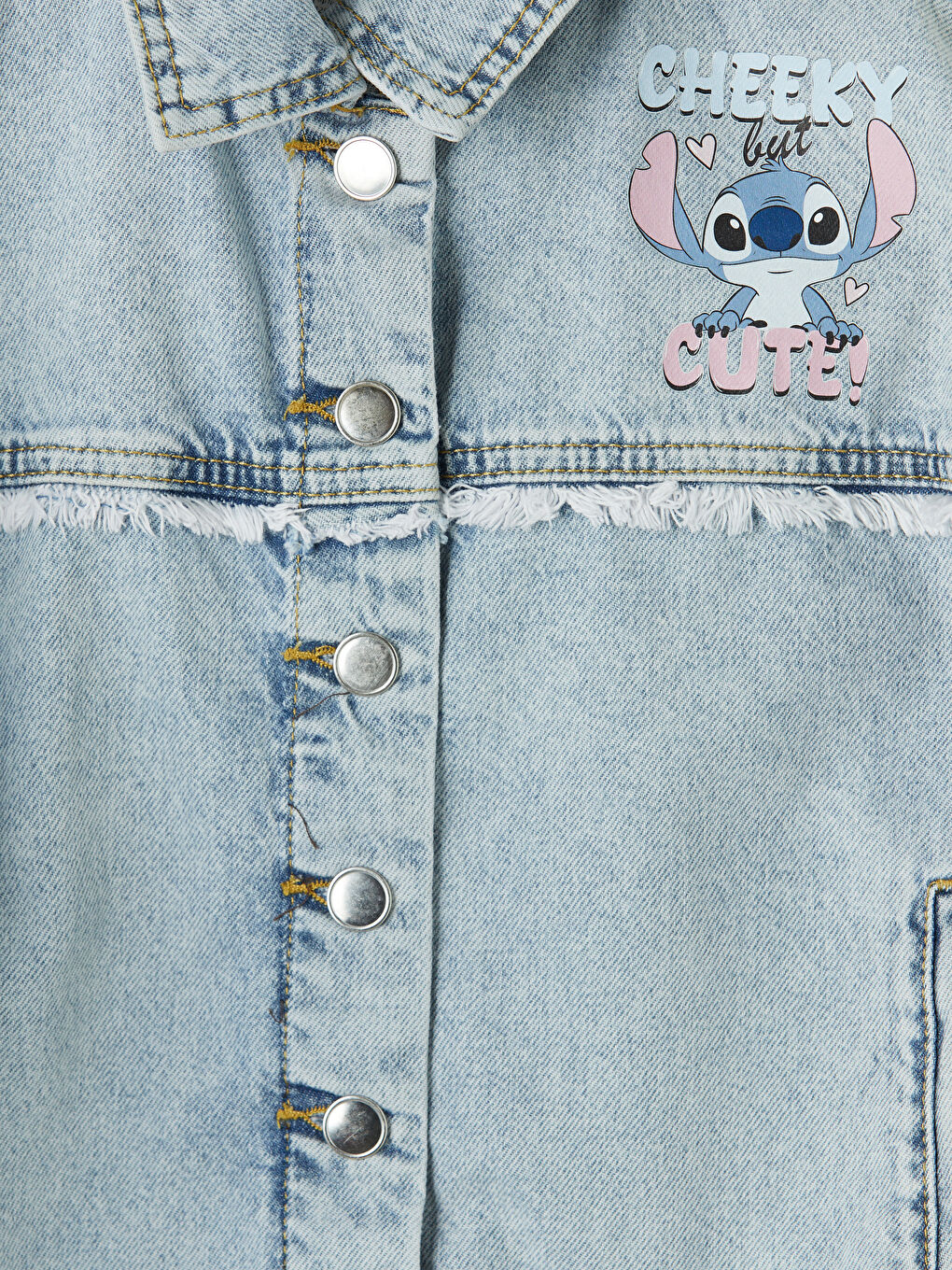 Mavi Stitch Baskılı Kız Çocuk Jean Ceket-2