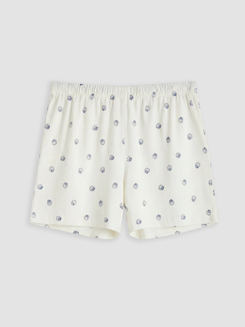 Ekru Baskılı Kadın Şort Pijama Altı-1