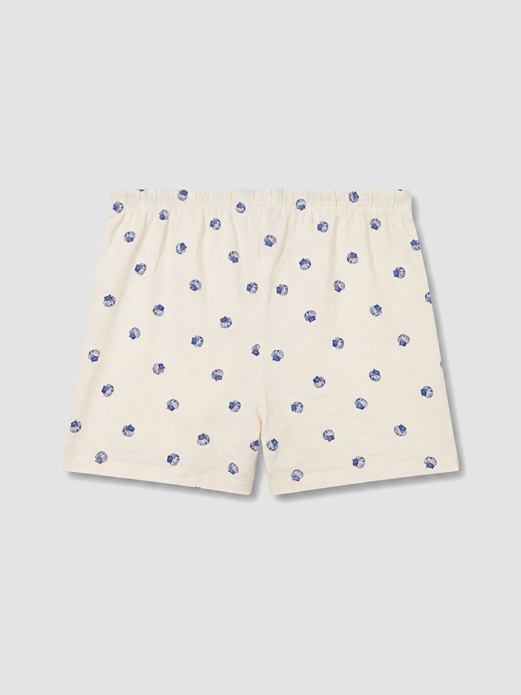 Ekru Beli Lastikli Desenli Kadın Pijama Şort-2