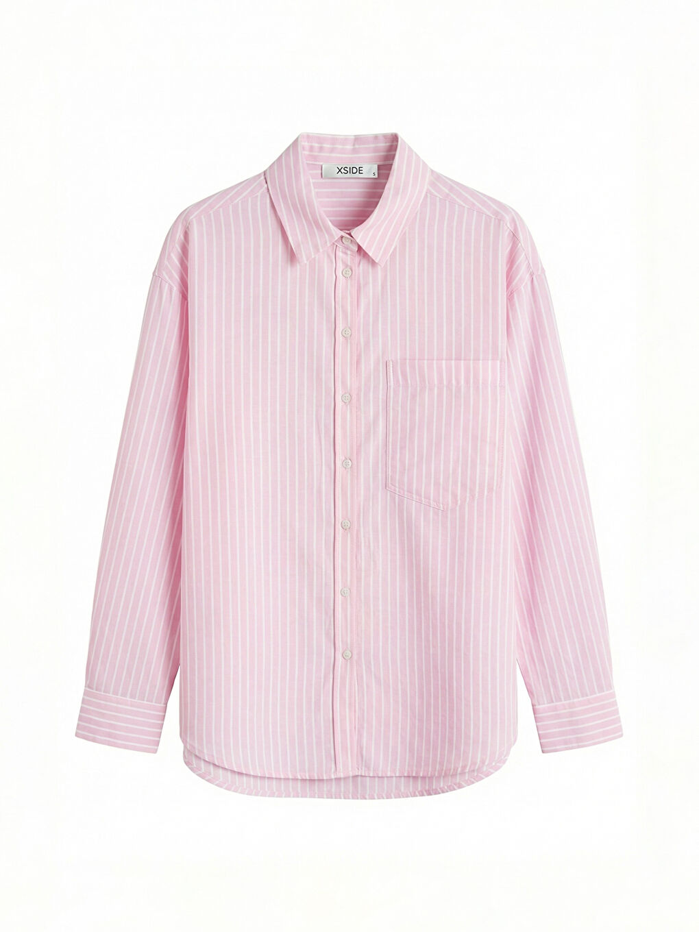 Prugasta košulja od mešavine lana, prevelika, za žene-4