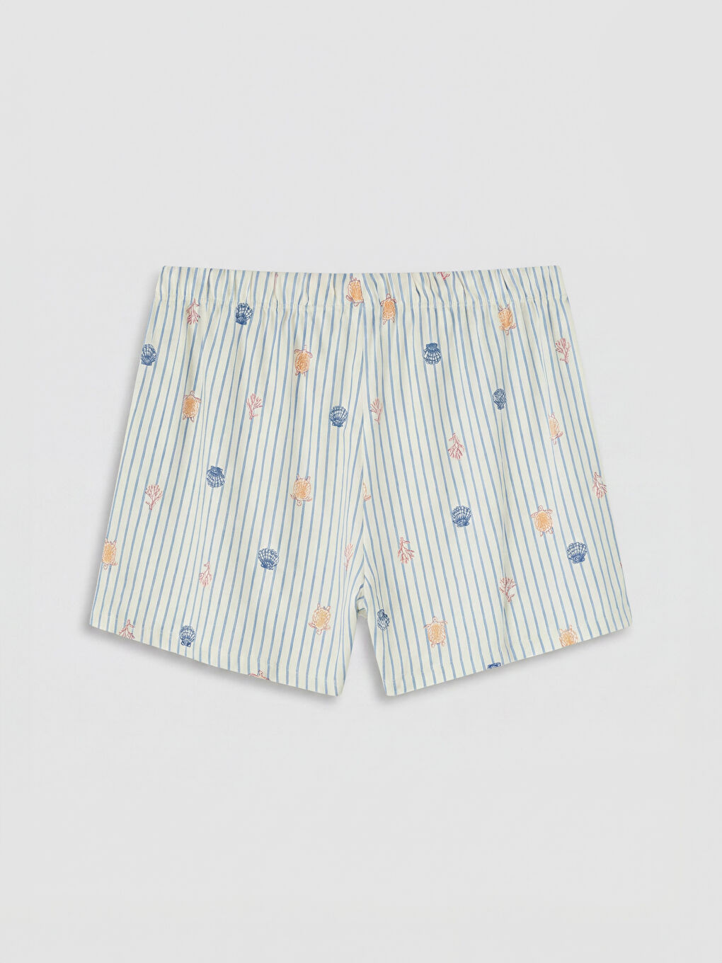 Ekru Bisiklet Yaka Baskılı Kadın Şortlu Pijama Takımı-4