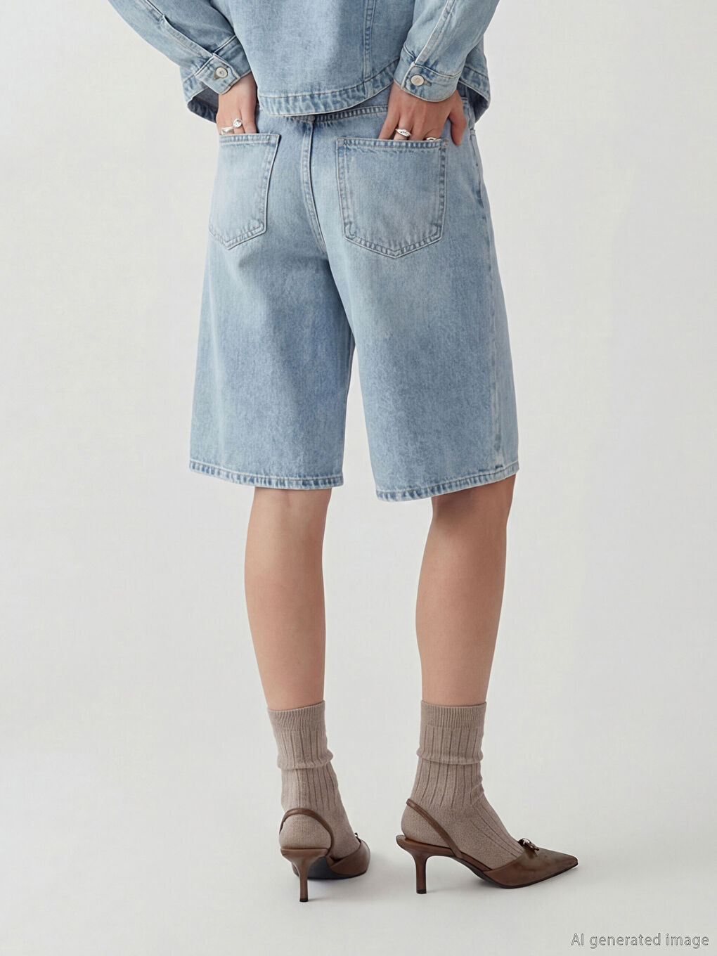 Әйелдер ИНДИГО Джинсы шорты-3