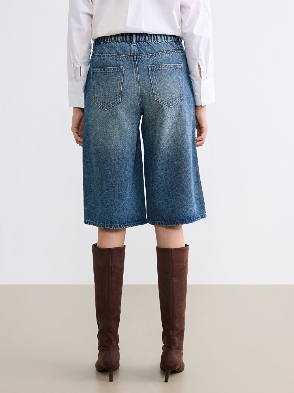 Bermuda Fit Kadın Jean Şortolon-3