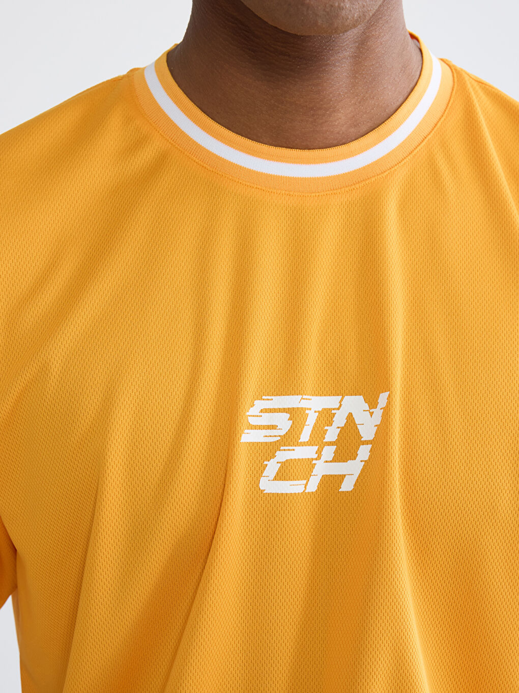 Turuncu Bisiklet Yaka Baskılı Erkek Tişört-2