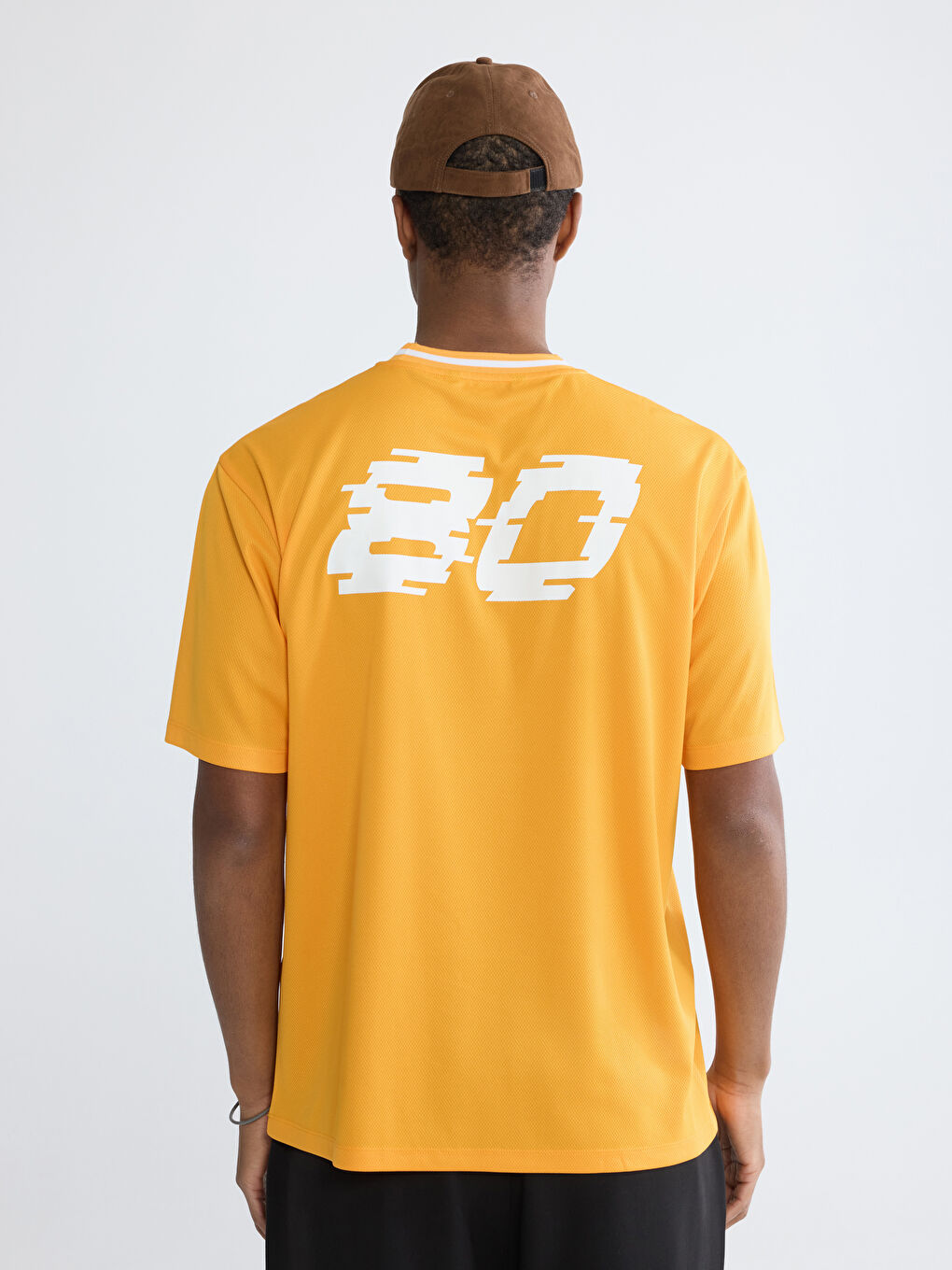 Turuncu Bisiklet Yaka Baskılı Erkek Tişört-3