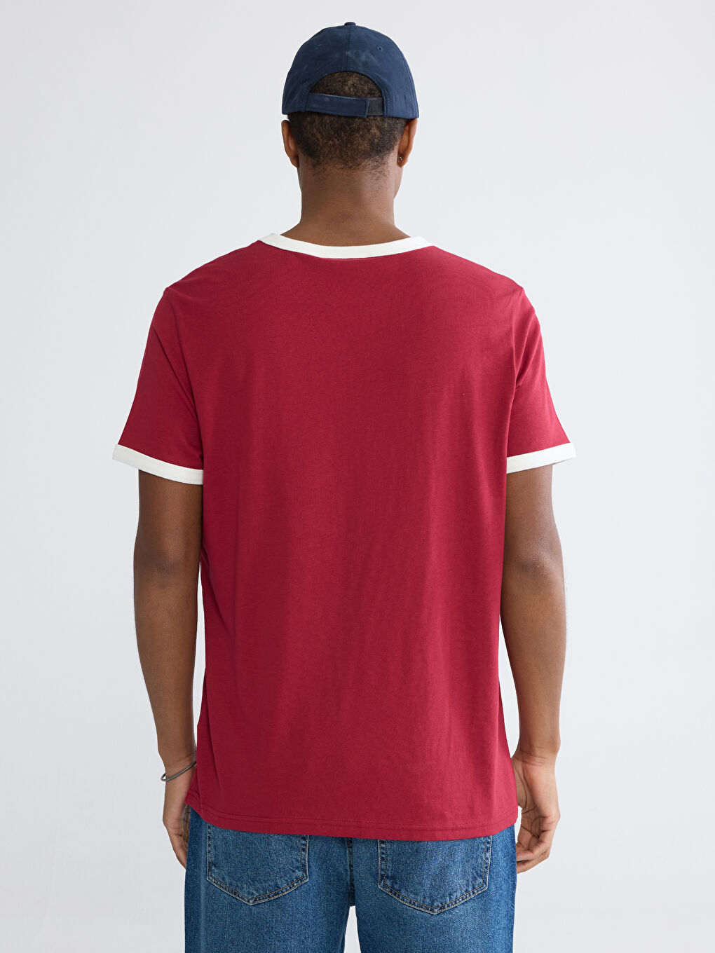 Kırmızı Bisiklet Yaka Brooklyn Baskılı Erkek Tişört-3