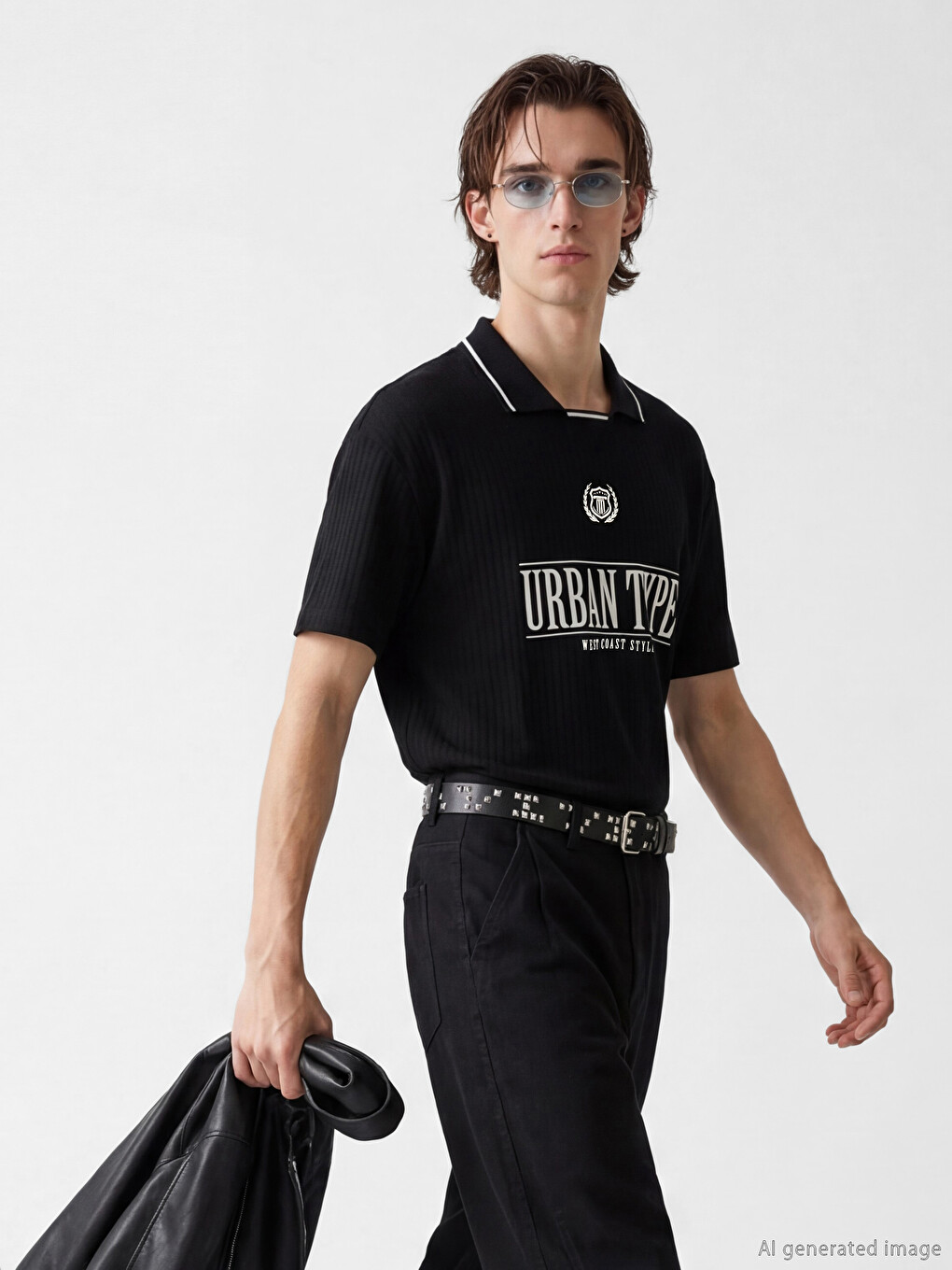 Polo Collar Printed Men's T-Shirt