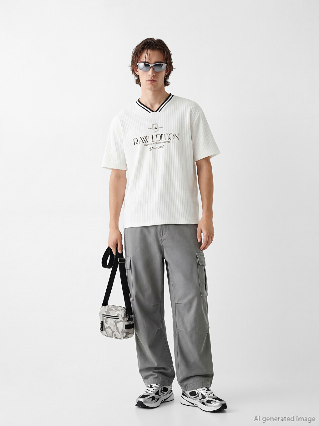 V Neck Printed Men's T-Shirt-1