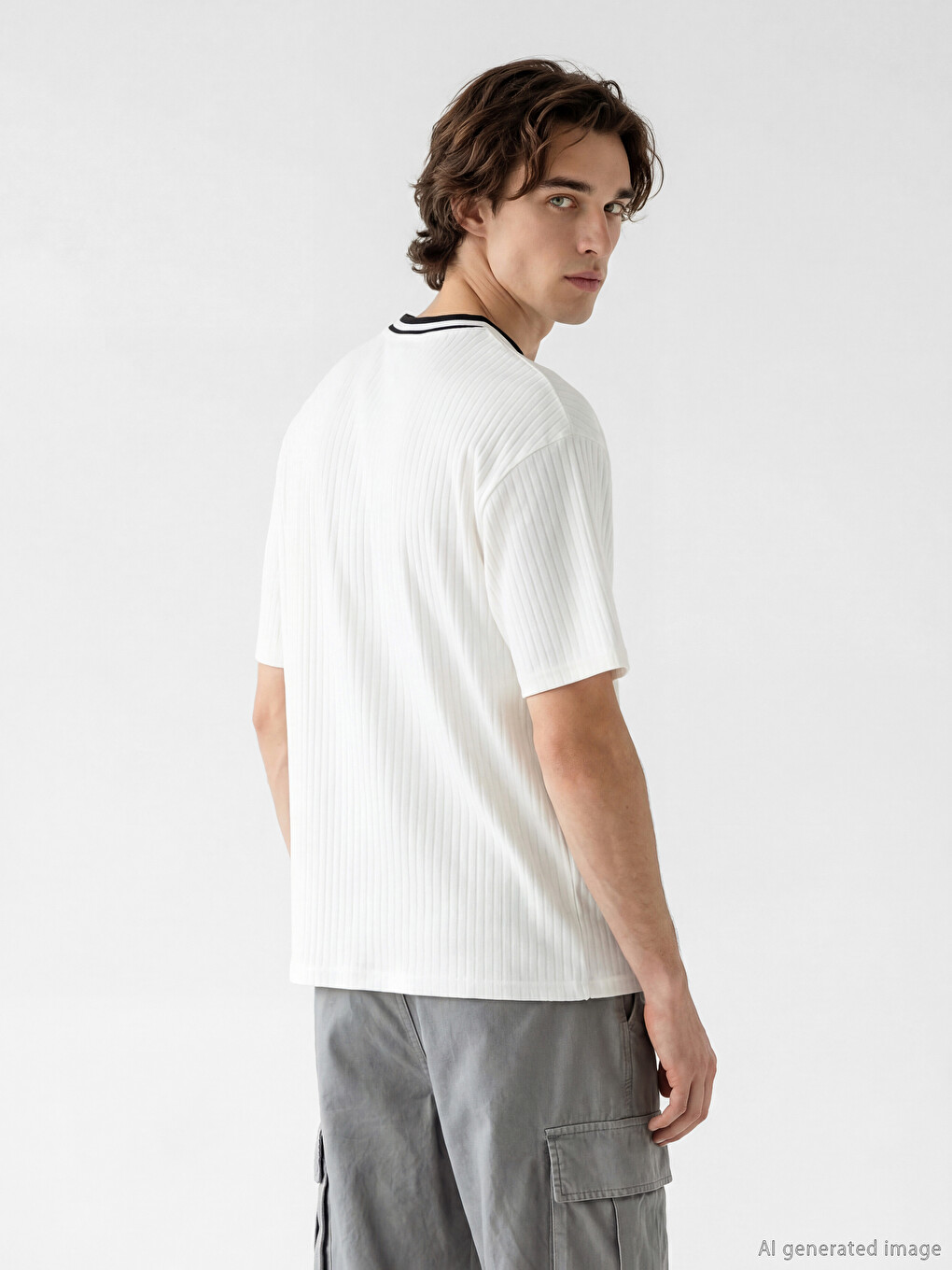V Neck Printed Men's T-Shirt-2