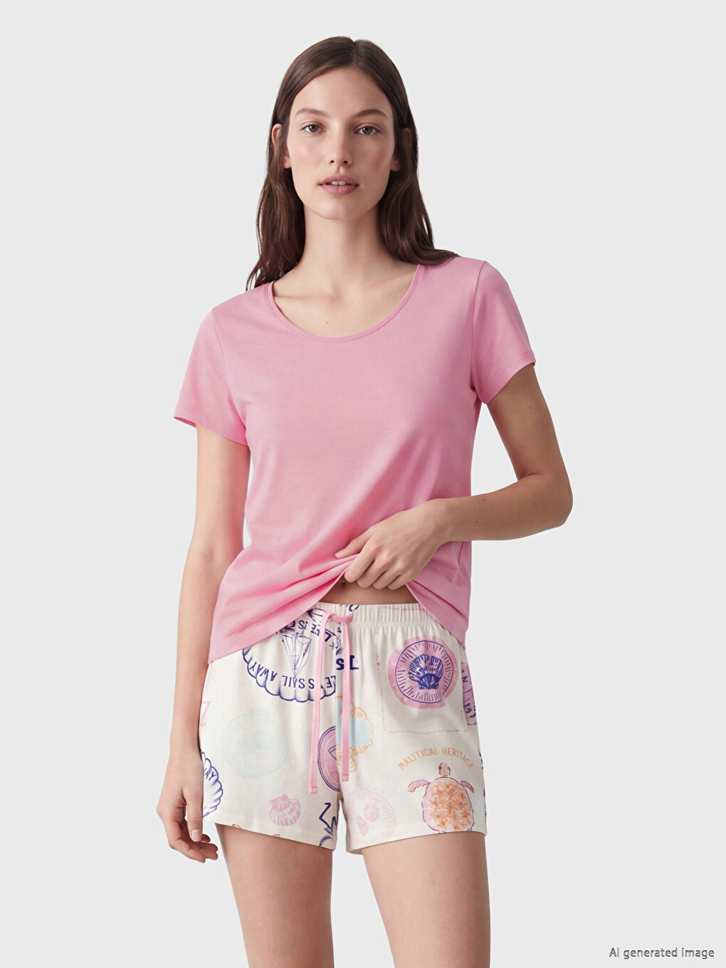 Crew Neck Women's Short Pyjamas Set-1